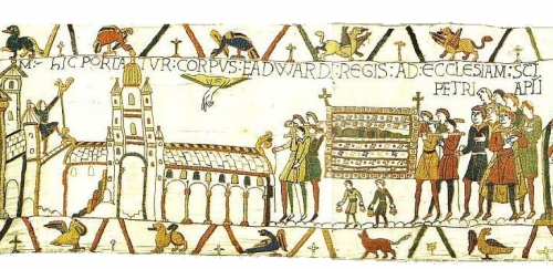 Funeral of King Edward the Confessor, Scene 26, Bayeux Tapestry (By Image on web site of Ulrich Harsh. [Public domain, Public domain or Public domain], via Wikimedia Commons)